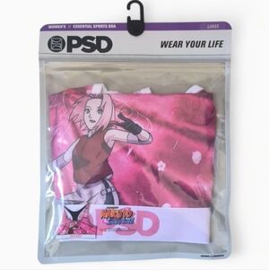PSD Naruto Sakura Pink Floral Sports Bra Size Large